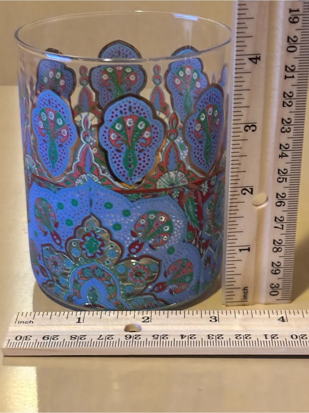 Set of 2 Double Old Fashioned Peacock Glasses